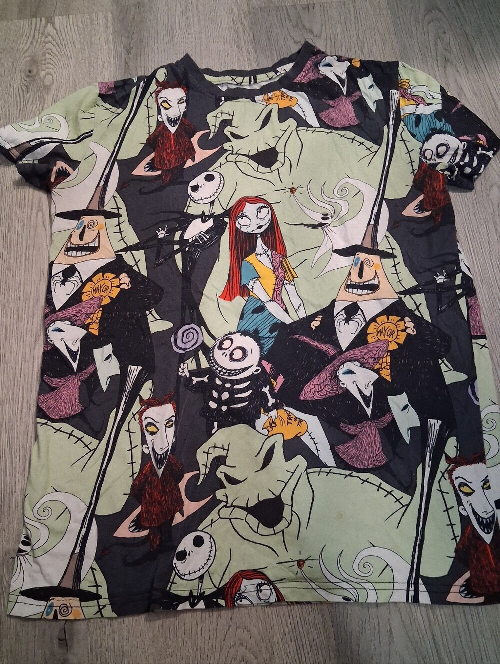Cakeworthy Disney Nightmare Before Christmas All Over Print Tee Unisex S